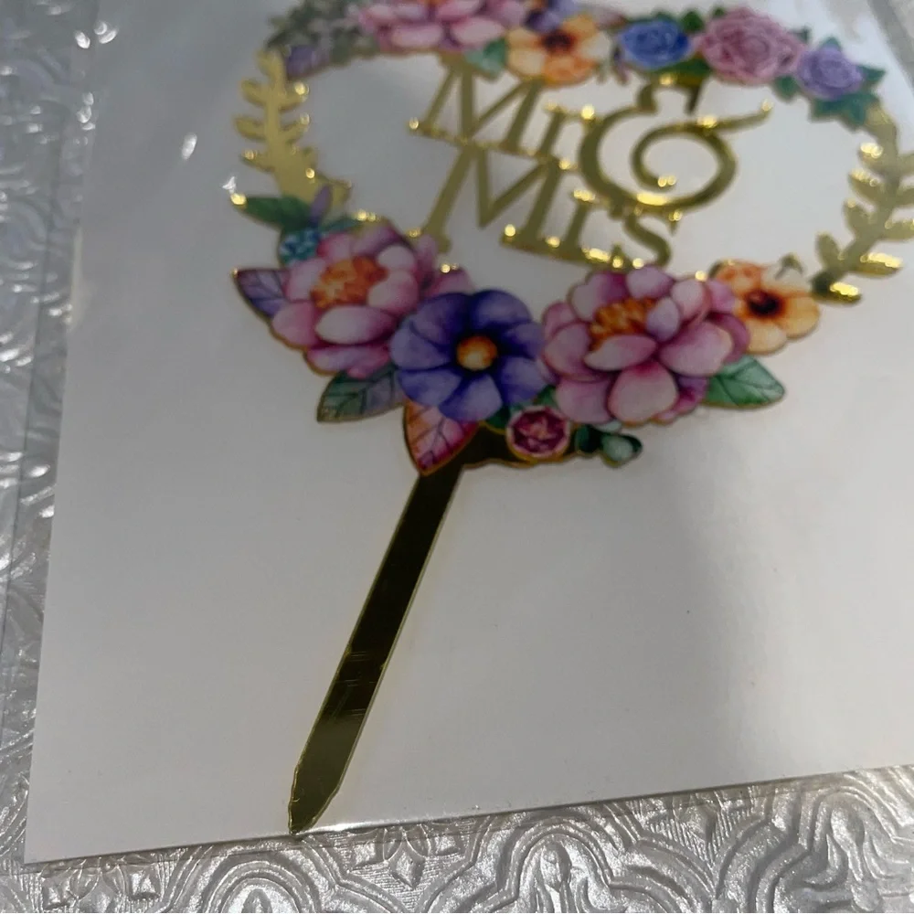 New - Mr & Mrs. Cake topper - Floral Design